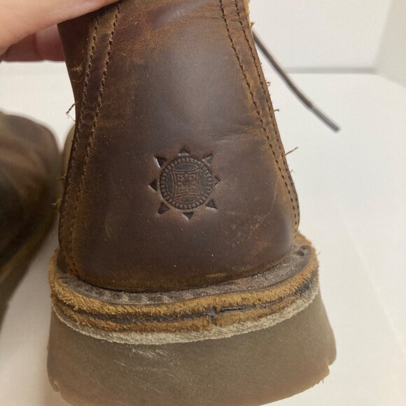 Mens Ruff Hewn Leather Lace Chukka Shoe Boots 8 Made in Spain Brown - Picture 5 of 8